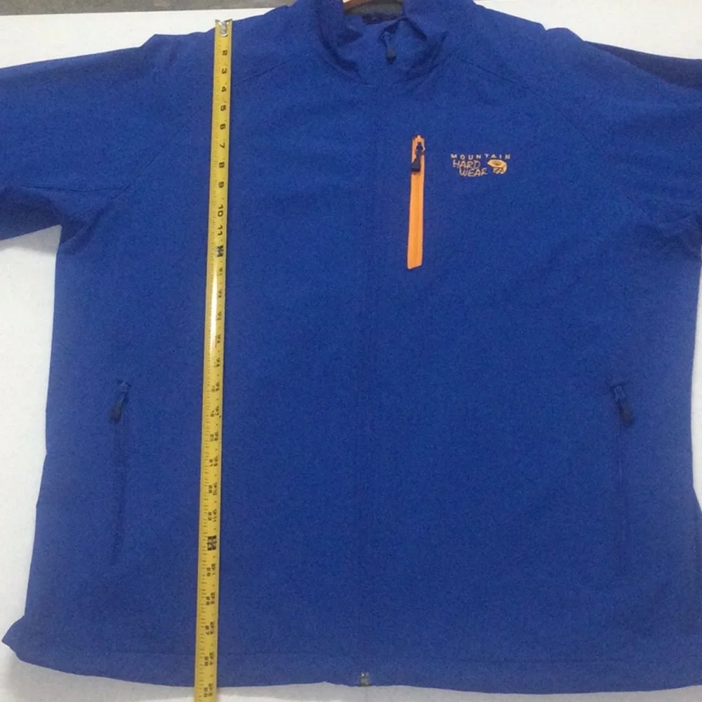 Men’s EUC MOUNTAIN HARDWEAR XL Blue Soft Shell Full Zip Jacket With Chest Pocket - Picture 4 of 16